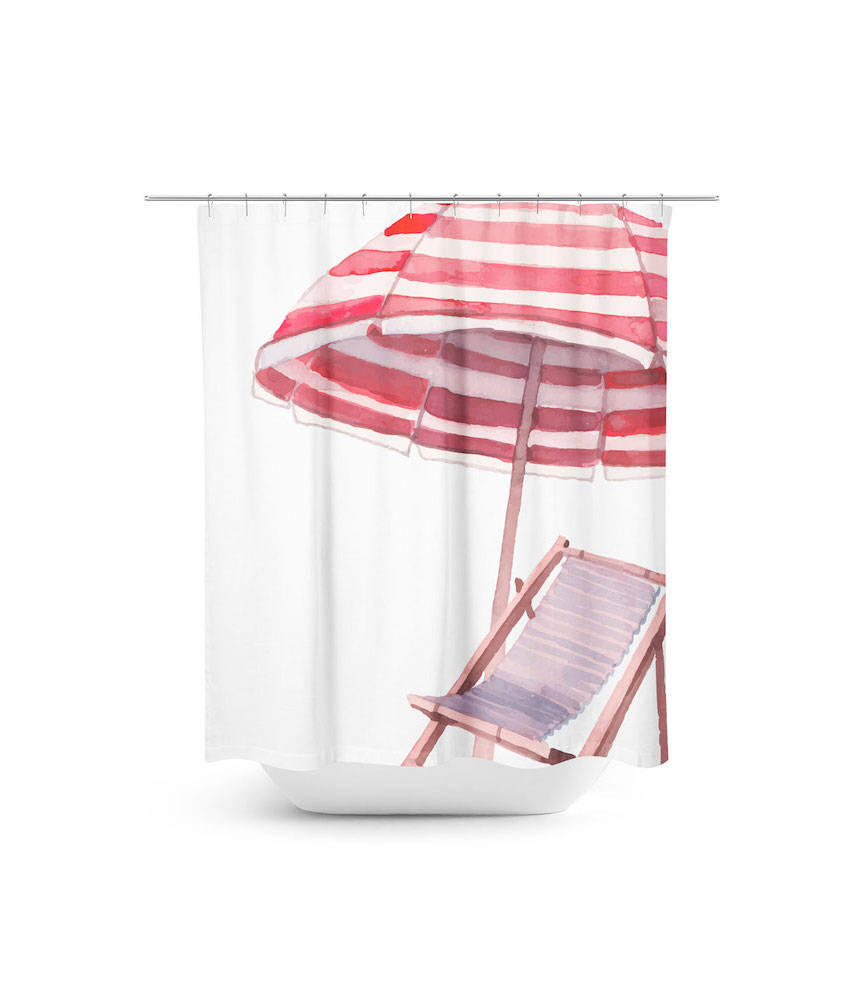 beach chair and umbrella scene shower curtain