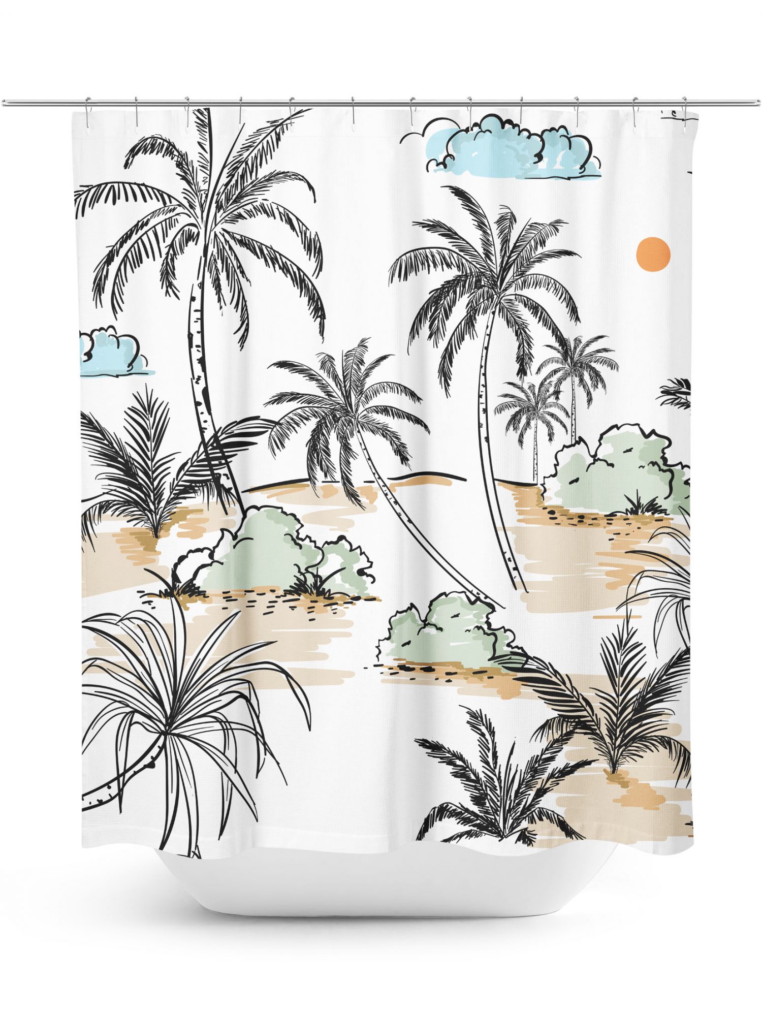 Desert Island Sketch Shower Curtain