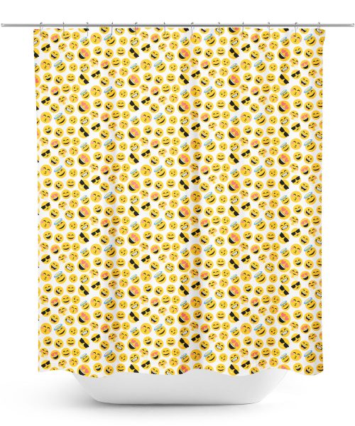 emoji graphic repeating pattern shower curtain