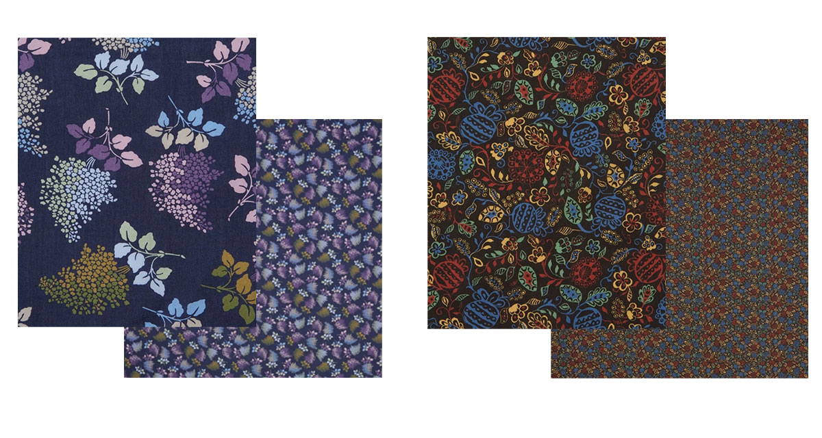 Vintage floral pattern fabric samples