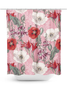 red poppy flower shower curtain