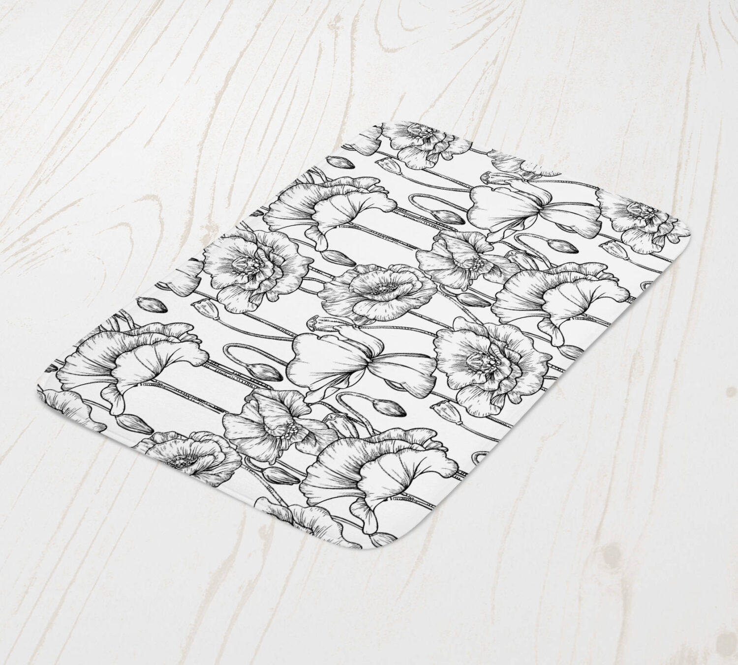 Etched Flowers Bath Mat