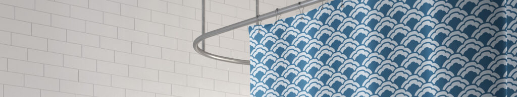 Shower curtain hanging on rod